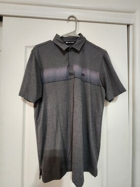 Travis Mathew Gray Polo with Subtle Stripe Detail